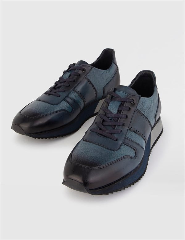 Ember Navy Blue Leather Men's Sneaker