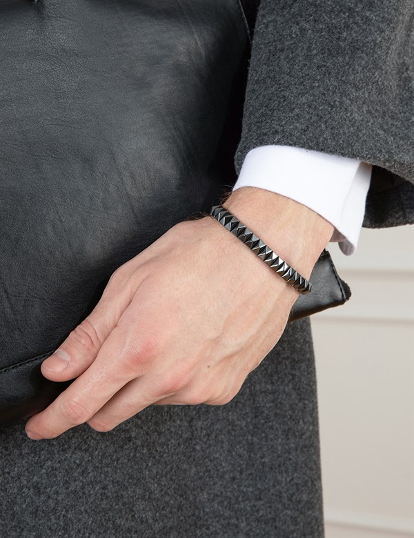 Erraid Anthracite Men's Bracelet with Stones