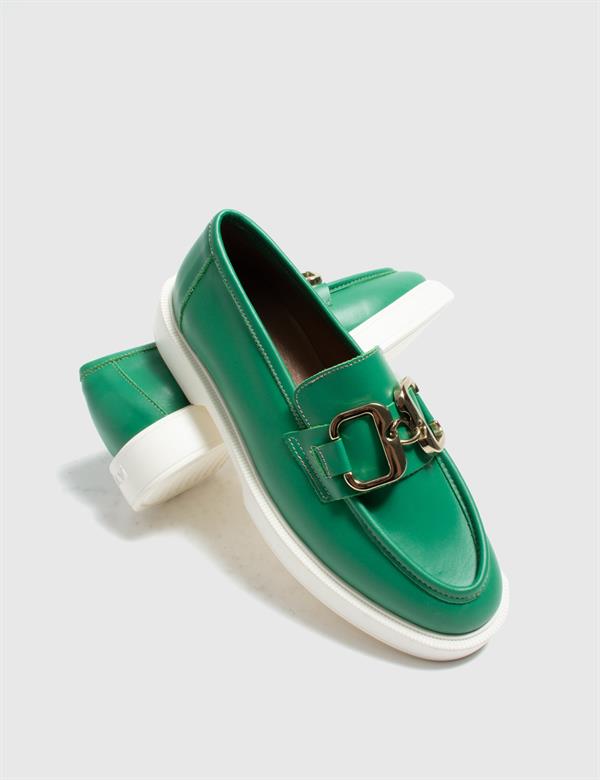 Estes Green Floater Leather Women's Loafer