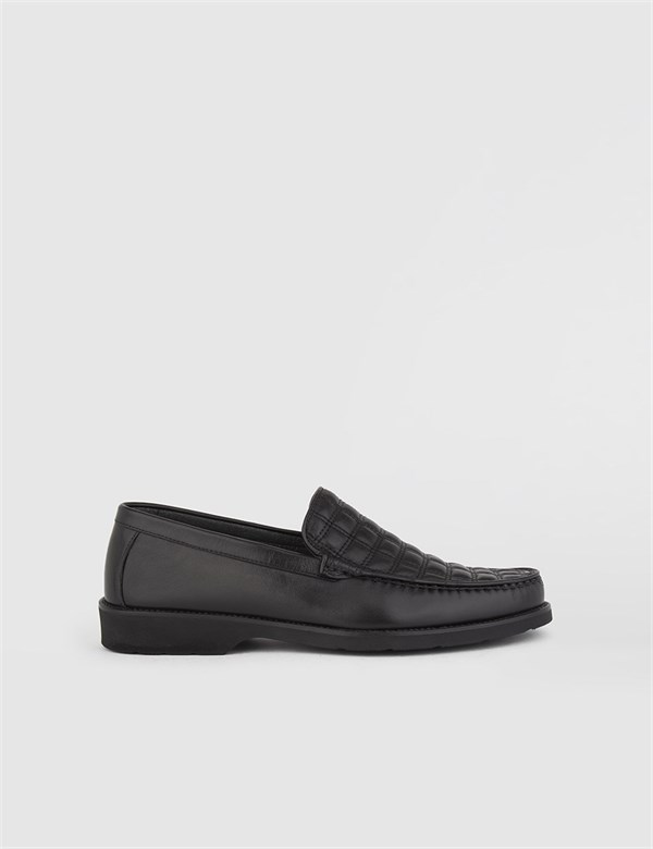 Evony Black Leather Men's Moccasin