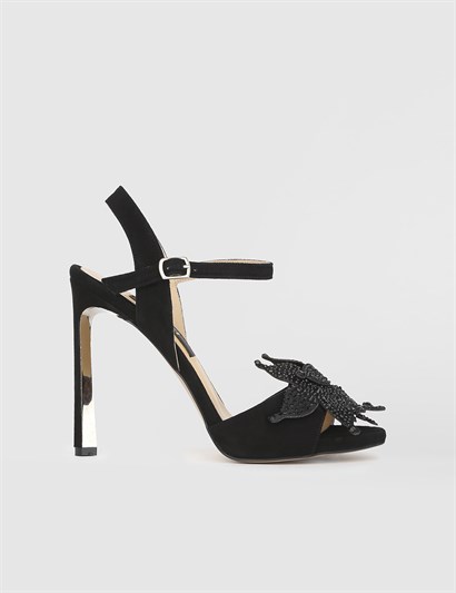 Fabian Black Suede Women s Heeled Sandal LV
