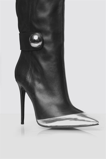 Falal Women's Heeled Boot Black Leather