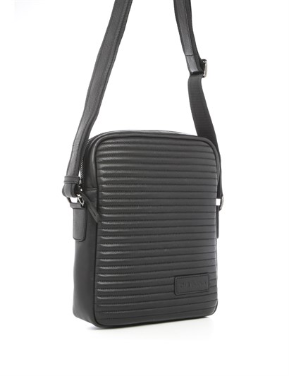 Felicia Black Leather Men's Shoulder Bag