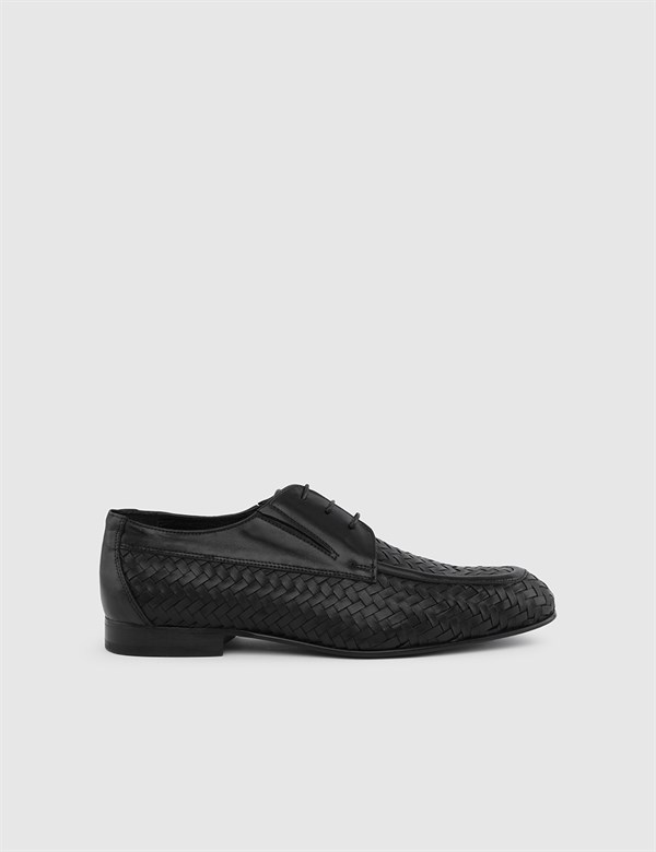 Festuca Black Woven Leather Men's Classic Shoe