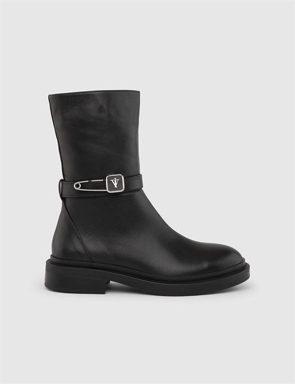 Forni Black Leather Women's Boot