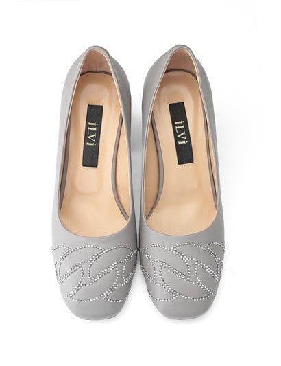 Fuzy Women's Pump Grey Leather