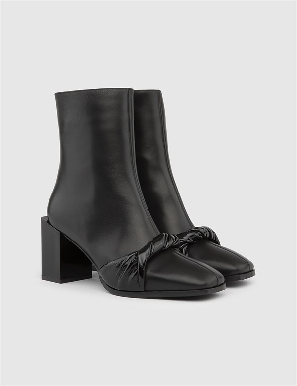 Garcia Black Leather Women's Heeled Boot