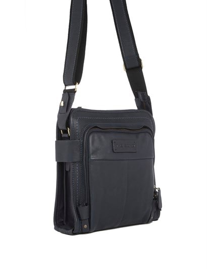 Garland Navy Blue Leather Men's Shoulder Bag
