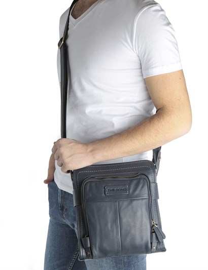Garland Navy Blue Leather Men's Shoulder Bag