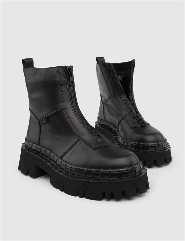 Gaston Black Leather Women's Boot