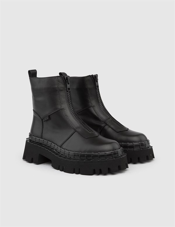 Gaston Black Leather Women's Boot