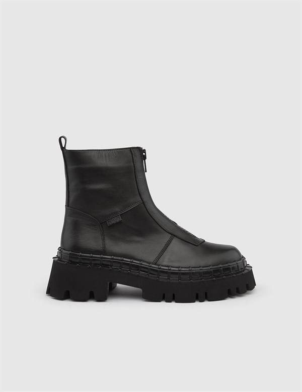 Gaston Black Leather Women's Boot