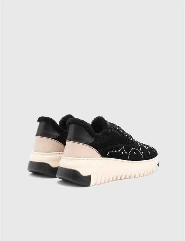Geesje Black Suede Leather Women's Sneaker