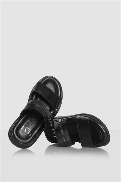Genus Men's Slipper Black Leather