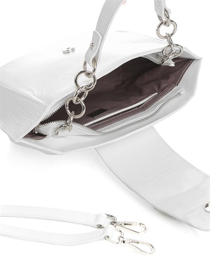 George Women's Shoulder Bag White Crocodile