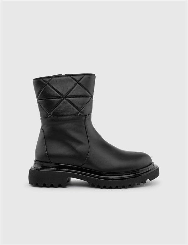 Gertana Black Leather Women's Boot