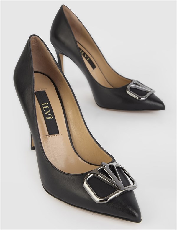 Gianna Black Leather Women's Stiletto