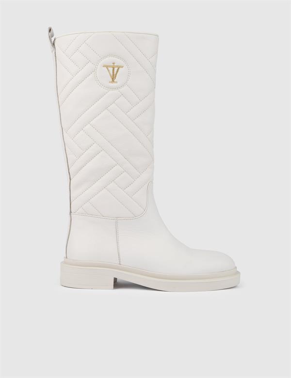 Gogi Beige Leather Women's High Boot