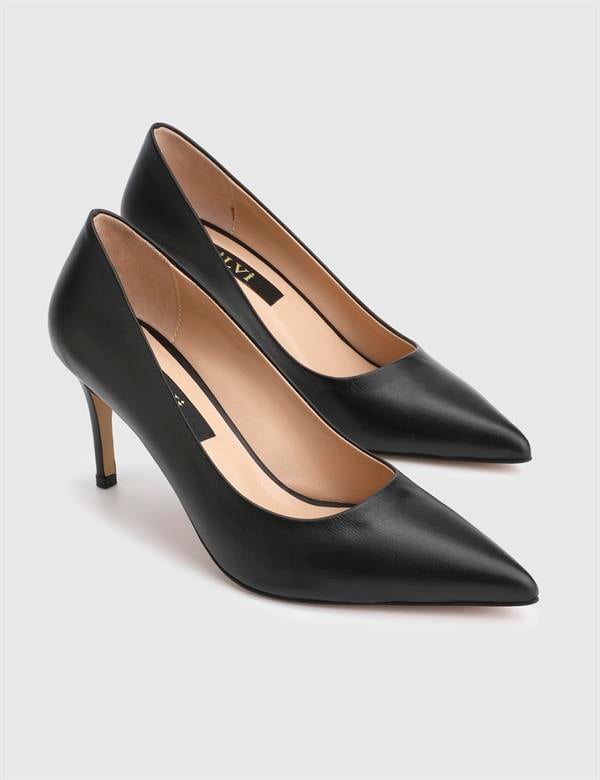 Haidee Hakiki Deri Siyah Kadın Stiletto