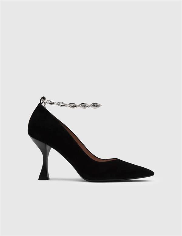 Halltor Black Suede Leather Women's Pump