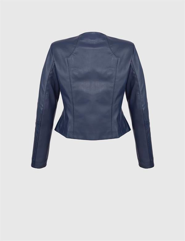 Hampus Navy Blue Women's Leather Jacket