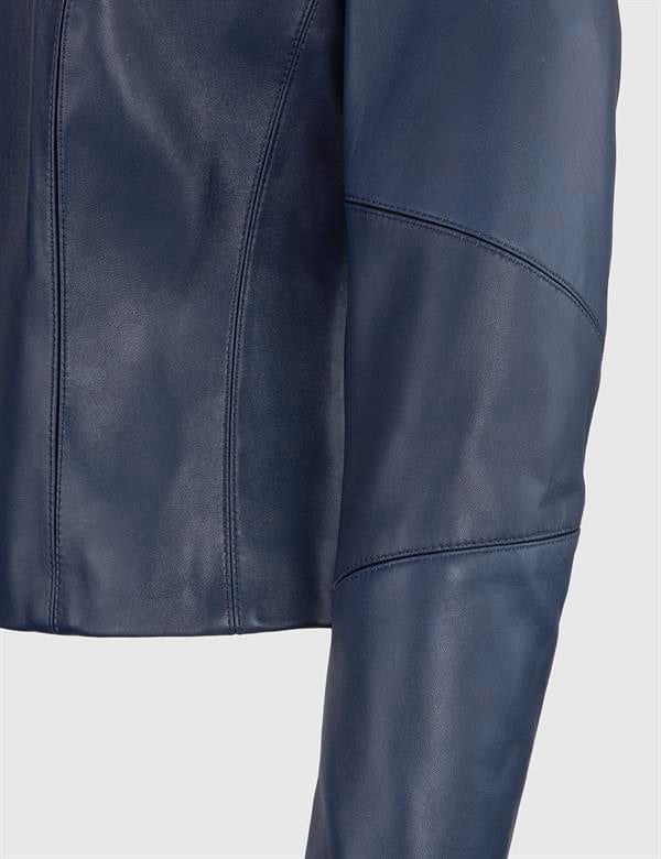 Hampus Navy Blue Women's Leather Jacket
