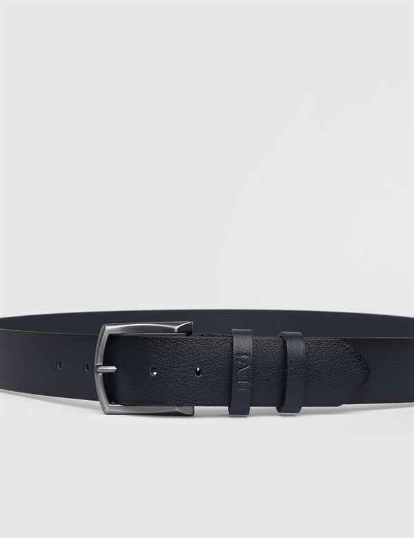 Hauk Navy Blue Leather Men's Belt