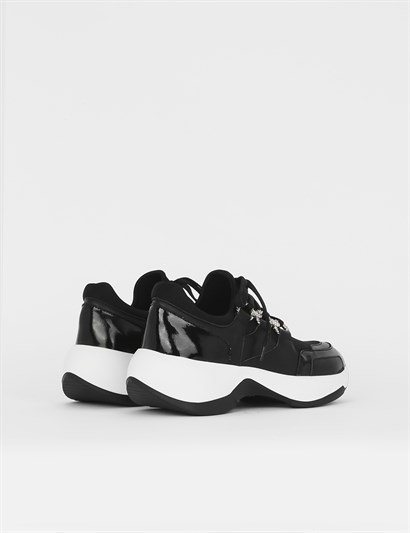 Hema Black Leather - Black Patent Leather Women's Sneaker