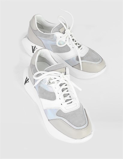Hesa Grey Suede - White Leather Women's Sneaker