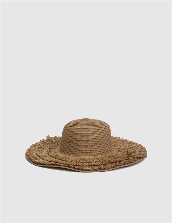 Hidone Beige Women's Straw Beach Hat