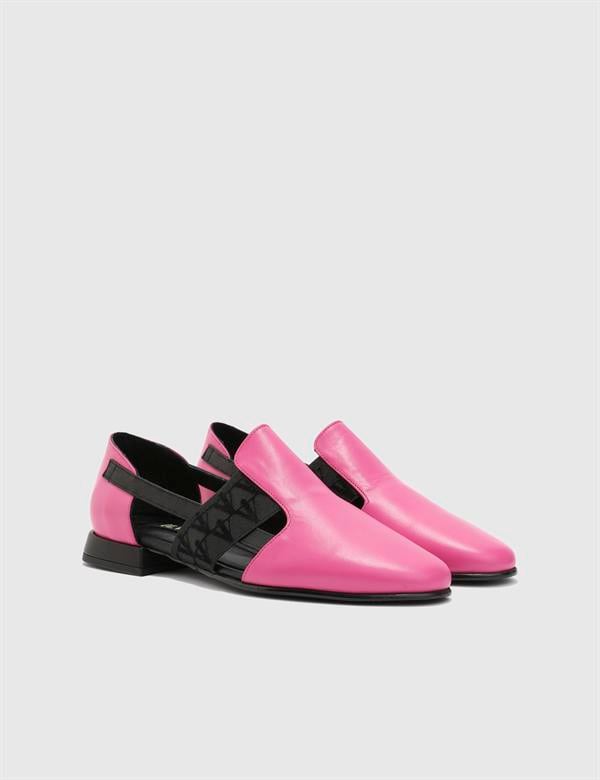 Hina Hakiki Deri Kadın Pembe Loafer Ayakkabı