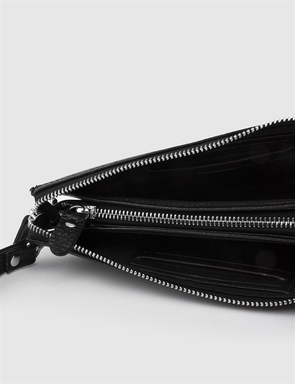 Hobart Black Floater Leather Unisex Handbag