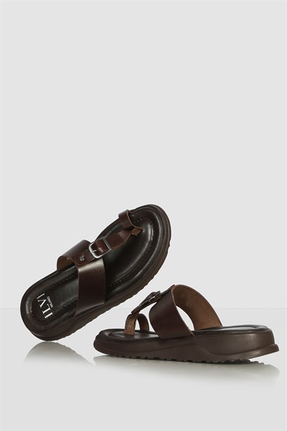 Iker Men's Slipper Brown Leather