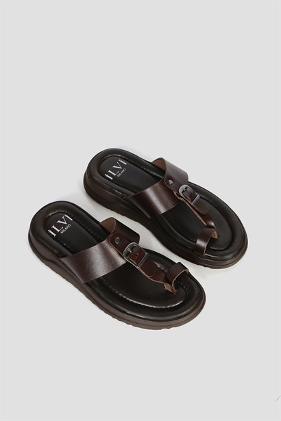 Iker Men's Slipper Brown Leather