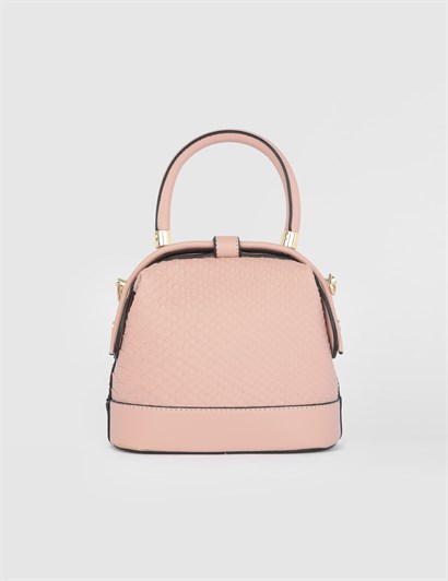 İlyasa Powder Pink Women's Handbag with Snake Print