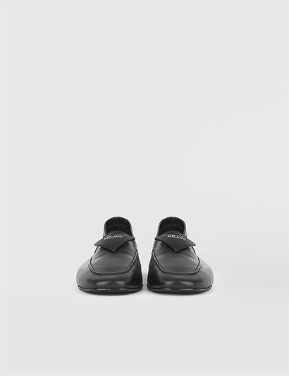 İnci Black Leather Women's Loafer