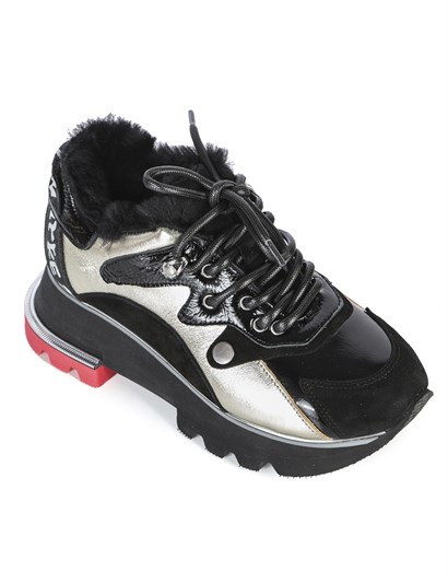 İsabel Women's Sneaker Black Leather - Golden