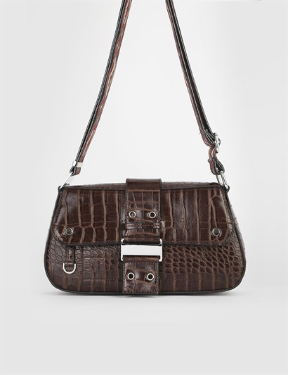 Janet Brown Crocodile Women's Shoulder Bag