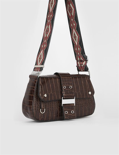 Janet Brown Crocodile Women's Shoulder Bag