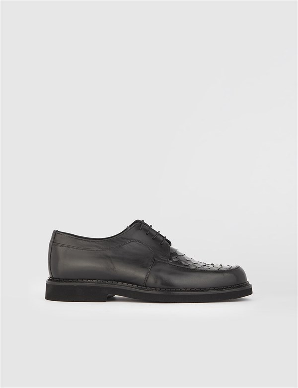 Jarod Hakiki Yılan Deri Erkek Siyah Klasik Ayakkabı