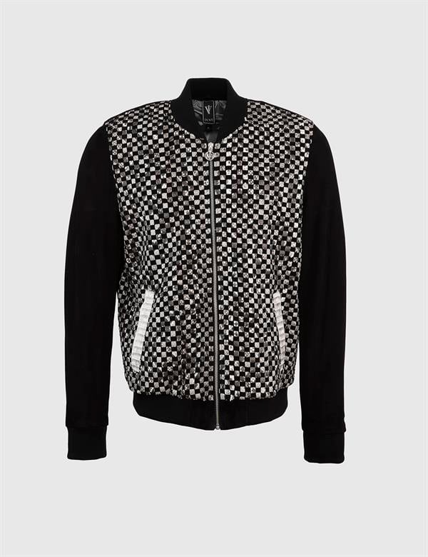 Jaxon Black Suede-Grey Snake Men's Leather Jacket