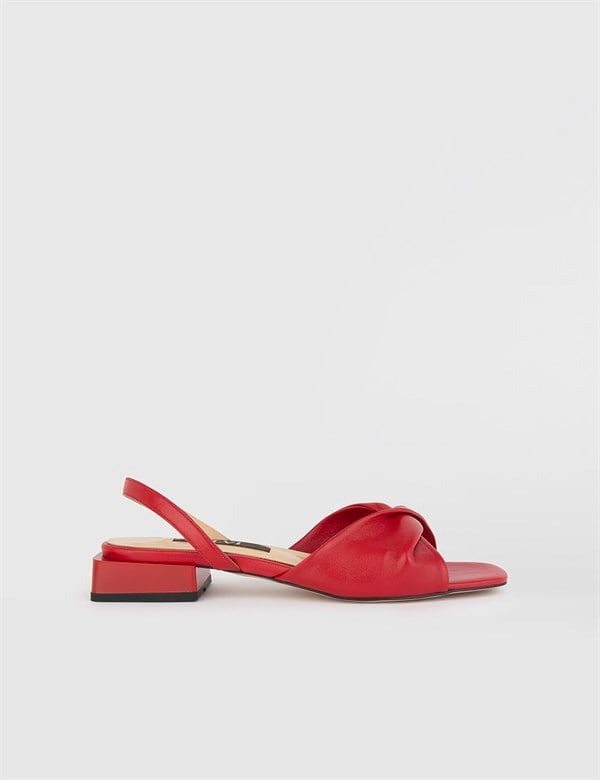 Jeff Red Leather Women's Sandal