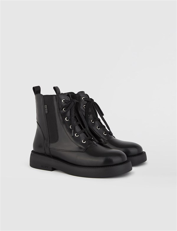 Jena Black Leather Women's Boot