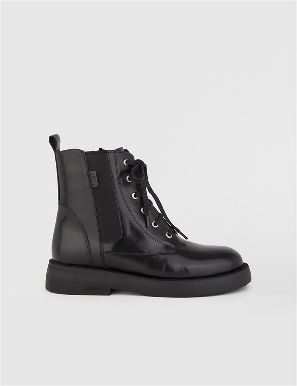 Jena Black Leather Women's Boot