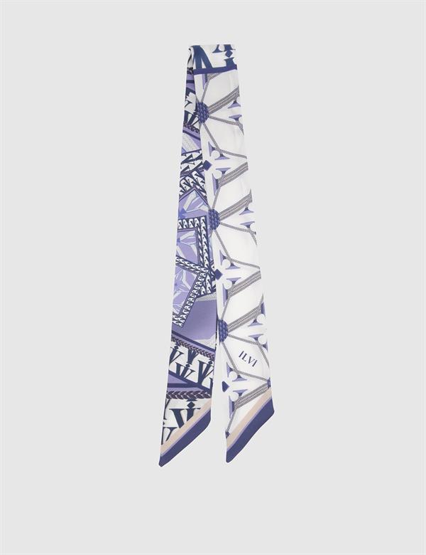 Joensuu White-Purple Silk Twill Women's Bandana