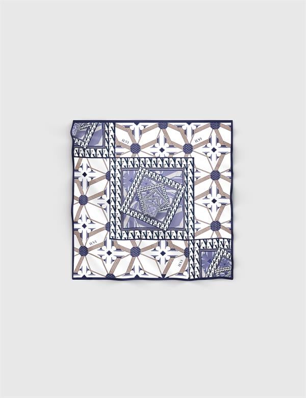 Joensuu Kadın Bandana Beyaz Mor İpek Twill