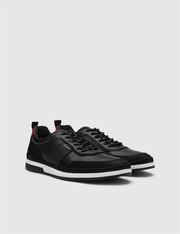 Johannes Black Suede Leather Men's Sneaker