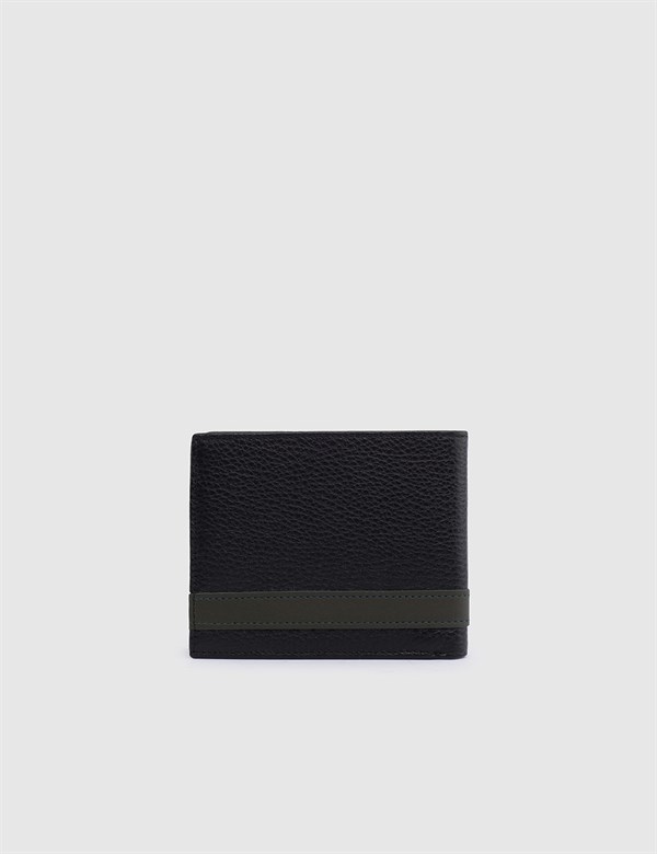 Jura Black Floater Leather-Khaki Leather Men's Wallet