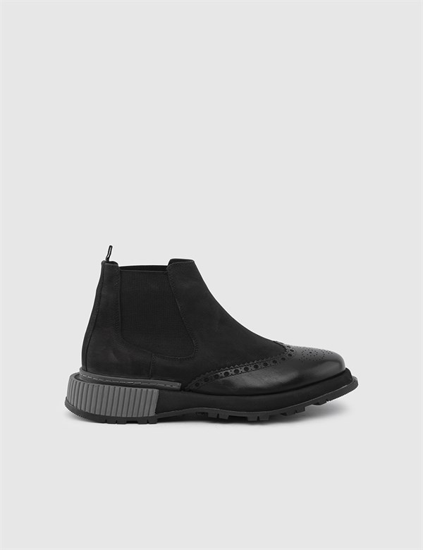 Justus Black Nubuck Leather Men's Boot