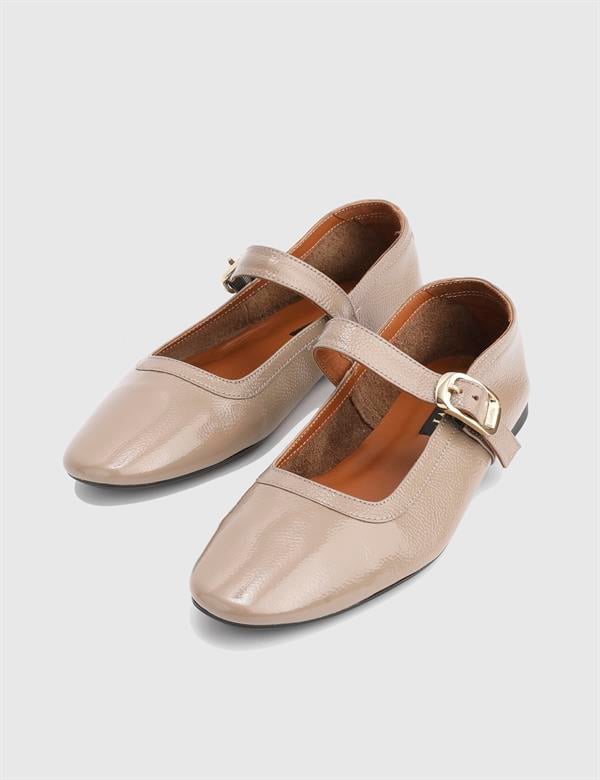 Kaori Dark Mink Wrinkled Patent Leather Women's Loafer